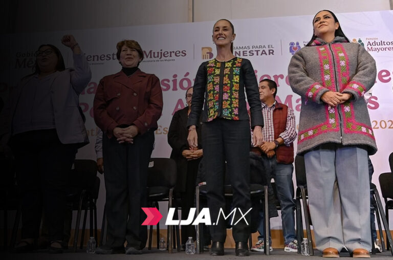 Sheinbaum y Delfina Gómez encabezan entrega de pensiones del Bienestar en Tlalnepantla