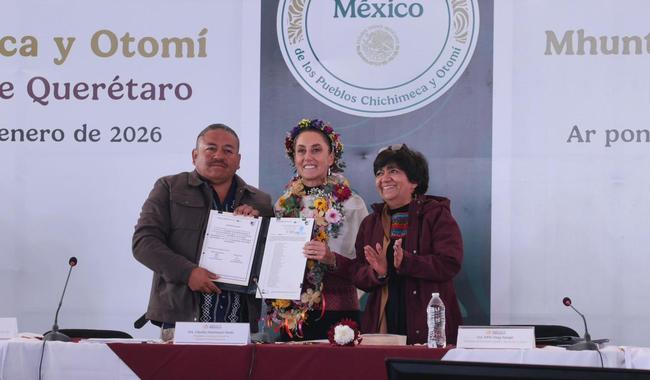 Claudia Sheinbaum entrega reconocimiento a Ejido “Nuevo Cruz del Palmar” en San Miguel de Allende, Guanajuato