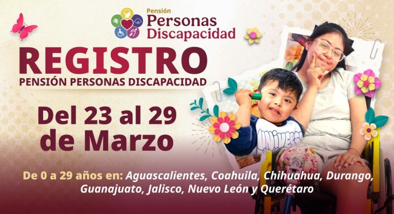 Módulos para el registro a la Pensión para Personas con Discapacidad del 23 al 29 de marzo