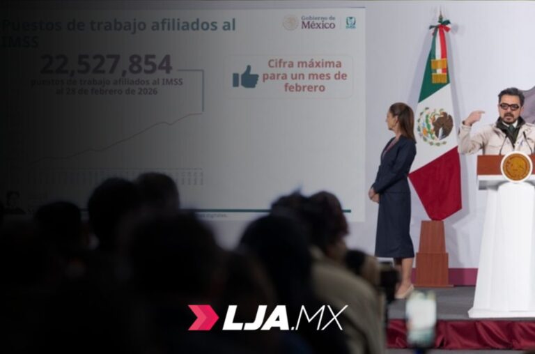 Presidenta destaca registro de 22.5 millones de empleos afiliados al IMSS